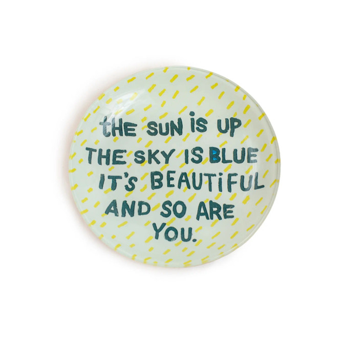 THE SUN IS UP SMALL ROUND DECOUPAGE PLATE