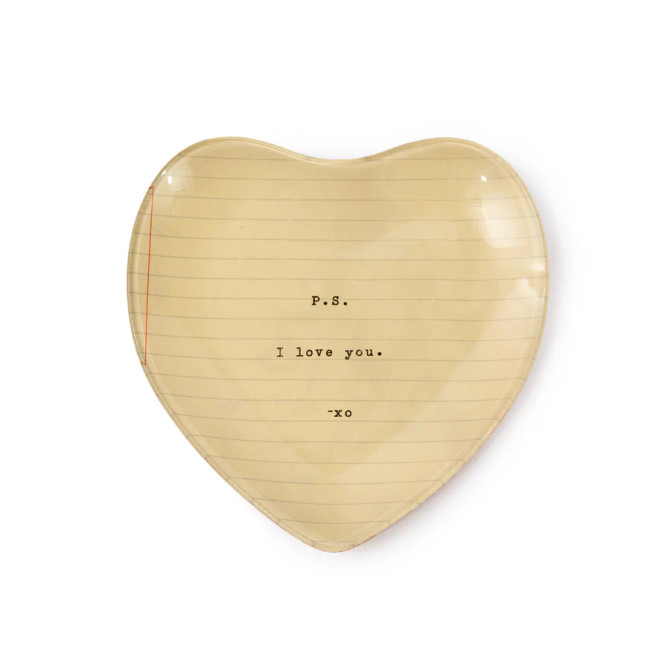 PS I LOVE YOU SMALL HEART DECOUPAGE PLATE