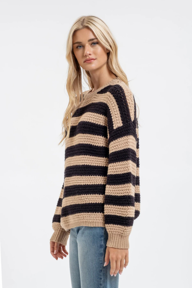 RELAXED STRIPE LONG SLEEVE SWEATER
