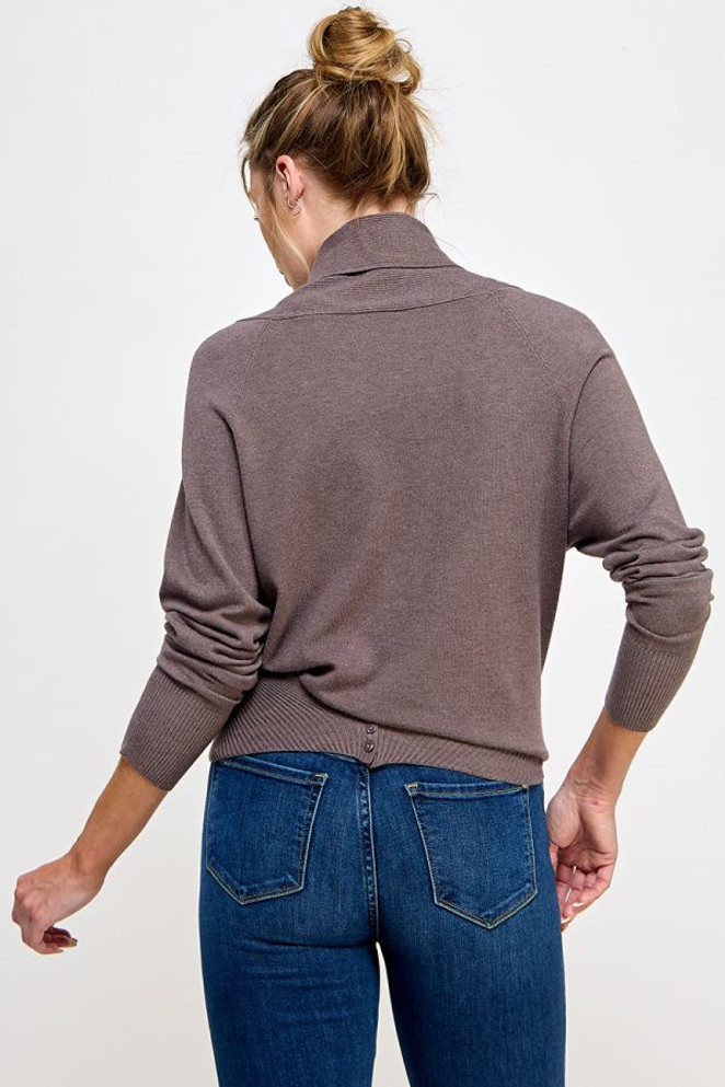 SOFT MIXED TEXTURE WRAP SWEATER