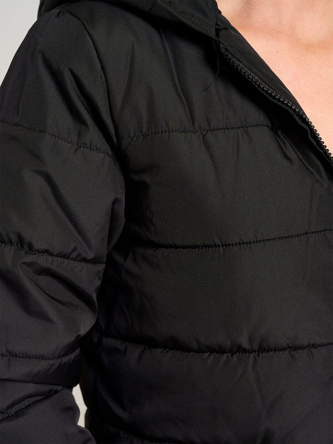 ZIPPER CLOSURE HOODED PUFFER JACKET