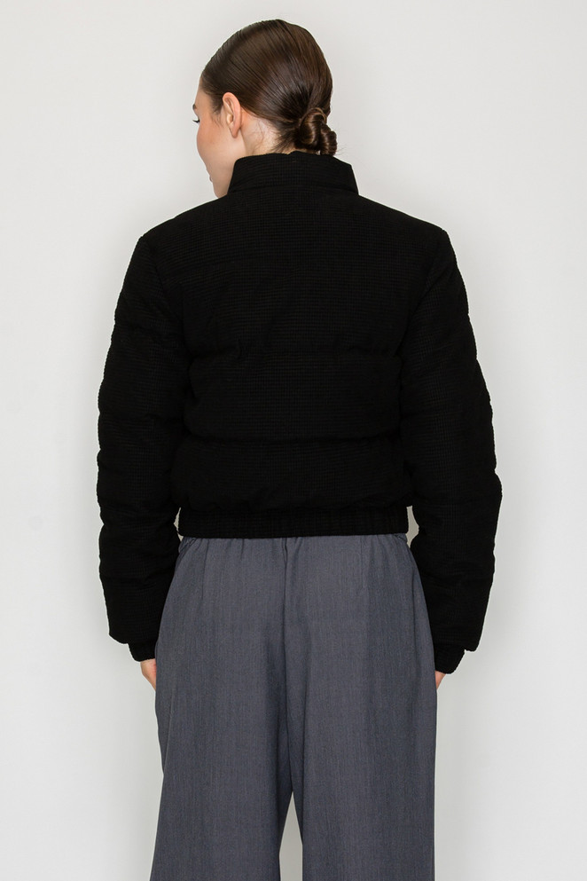 TEXTURED ELASTIC HEM PUFFER JACKET