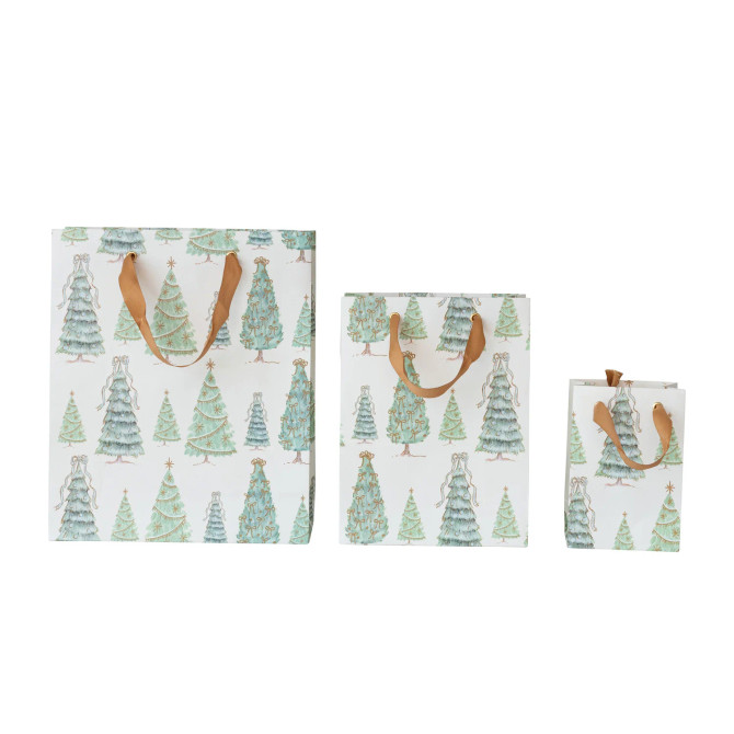 HANDMADE GIFT BAGS WITH CHRISTMAS TREE PATTERN