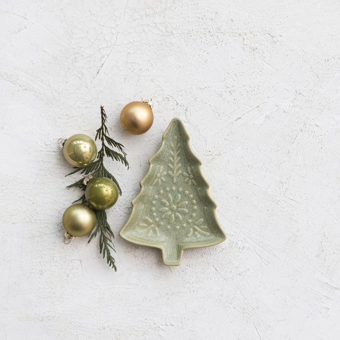 STONEWARE TREE SHAPED PLATE