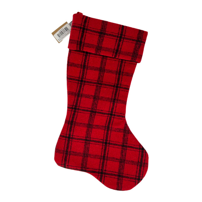CHRISTMAS RED PLAID STOCKING HOLDER