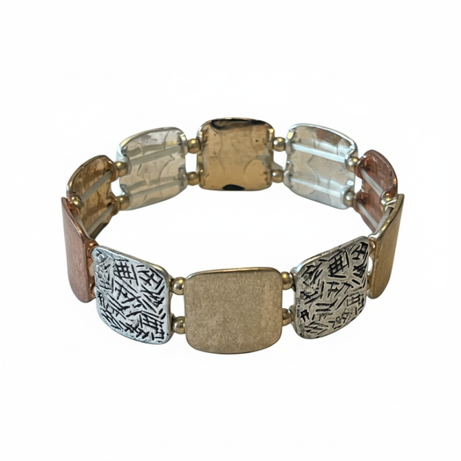 BOHEMIAN MIXED METAL STRETCH BRACELET