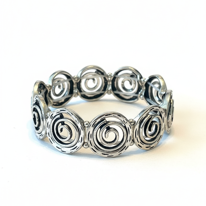SILVER SPIRAL BOHO STRETCH BRACELET