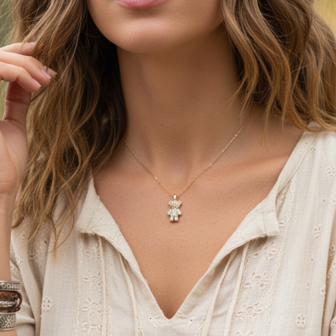 BRILLIANT GOLD DIPPED TEDDY NECKLACE