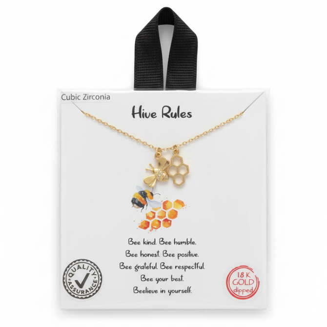 HIVE RULES GOLD BEE NECKLACE