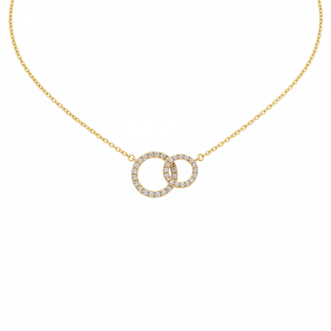 CUBIC ZIRCONIA INTERLOCKING PROMISE NECKLACE