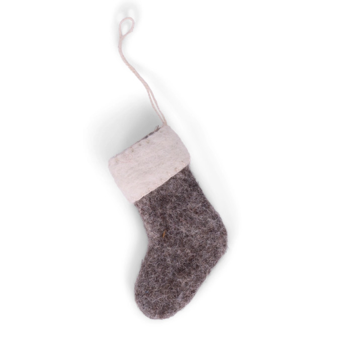 HANDMADE MINI GREY STOCKING ORNAMENT