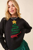 SPARKLE CHRISTMAS TREE PATCH SOLID SWEATER