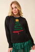 SPARKLE CHRISTMAS TREE PATCH SOLID SWEATER