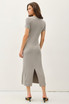RIBBED KNIT SHORT SLEEVE MIDI T SHIRT DRESS