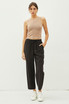 HIGH RISE ELASTIC DRAWSTRING ANKLE PANTS