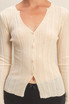 V NECK LONG SLEEVE RIBBED CARDIGAN
