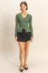V NECK LONG SLEEVE RIBBED CARDIGAN