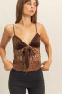 RIBBON TIE FRONT LEOPARD PRINT CAMISOLE