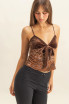 RIBBON TIE FRONT LEOPARD PRINT CAMISOLE