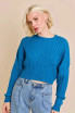 CABLE CHEST POCKET KNIT CROP SWEATER