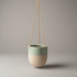 BOHO SAGE GREEN & SAND GLAZED CERAMIC HANGING PLANTER - SMALL INDOOR POT