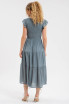 SMOCKED TIERED MIDI DRESS