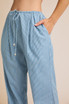 DRAW STRING WAIST STRIPE CHAMBRAY PANTS