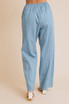 DRAW STRING WAIST STRIPE CHAMBRAY PANTS