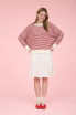 STRIPE EXPOSED SEAM SPLIT HEM KNIT TOP
