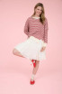 STRIPE EXPOSED SEAM SPLIT HEM KNIT TOP