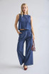 HIGH WAIST PLEATED WIDE LEG DENIM