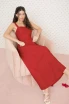 LINE LACE TRIM SLEEVELESS MIDI DRESS