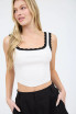 CONTRAST SCALLOP TRIM SWEATER KNIT TOP