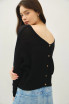 DOUBLE V-NECK BACK BUTTON DOWN SWEATER