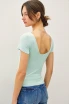 DOUBLE LINED SCOOP NECK CAP SLEEVE BASIC TOP