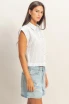 STRIPED CAP SLEEVE BUTTON UP SHIRT