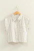 STRIPED CAP SLEEVE BUTTON UP SHIRT