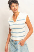 COLLARED STRIPED POLO TOP