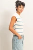 COLLARED STRIPED POLO TOP