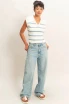 COLLARED STRIPED POLO TOP