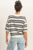 STRIPED SHORT SLEEVE POLO KNIT TOP