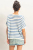 STRIPED V-NECK SHORT DOLMAN SLEEVE TOP