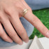 OPEN FRONT FEATHER  GOLD RING