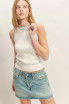 CONTRAST TRIM SLEEVELESS RIBBED TOP