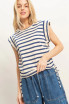 STRIPED SLEEVELESS TIE SIDE TOP