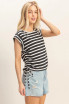 STRIPED SLEEVELESS TIE SIDE TOP