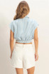 STRIPED SPLIT NECK CROP TOP