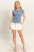 SCALLOPED BUTTON FRONT SHORT SLEEVE TOP