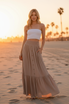RUFFLED SMOCKED WAIST TIERED MAXI SKIRT