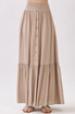 RUFFLED SMOCKED WAIST TIERED MAXI SKIRT